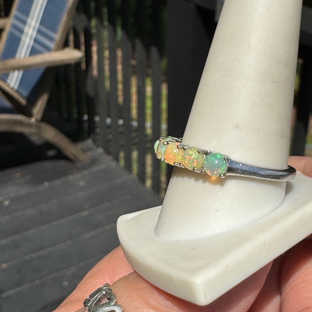 925 Multi Ethiopian Opal Ring - image 2
